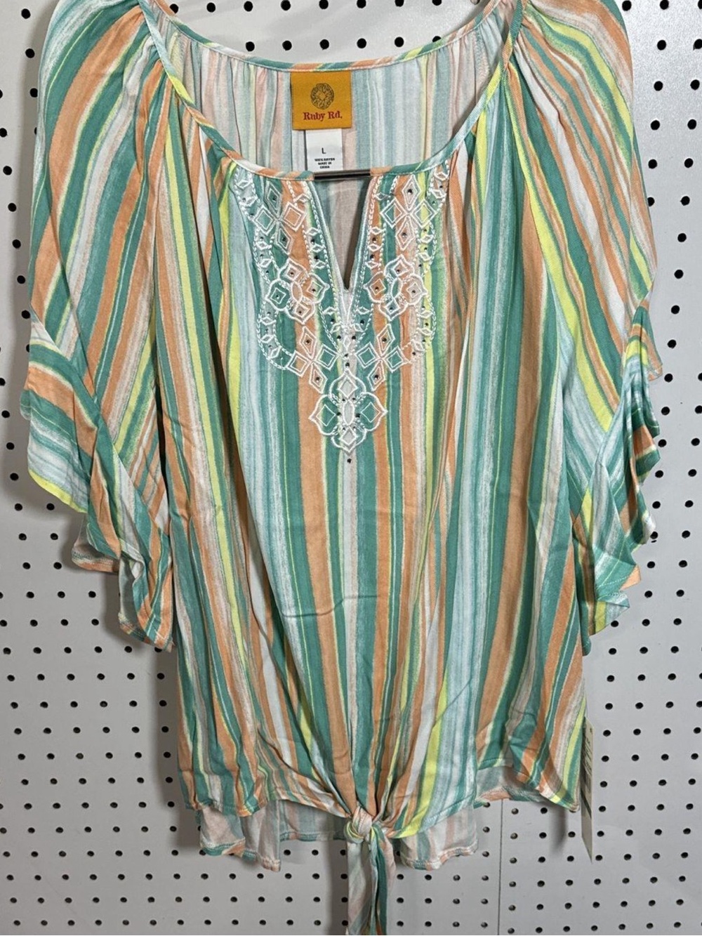 Ruby Rd. Striped Tie-Front Blouse